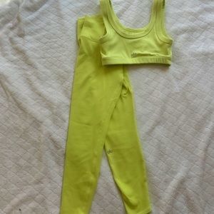 Crop High-Waist Airbrush Legging (bright green/yellow)